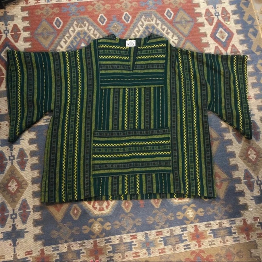 🔴Woolrich Wool poncho “Drug Rug” green and yellow